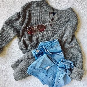 Vintage Sweaters - 🌱Sage Boyfriend Henley🌱 Vintage Sweaters - 🌱Sage Boyfriend Henley🌱